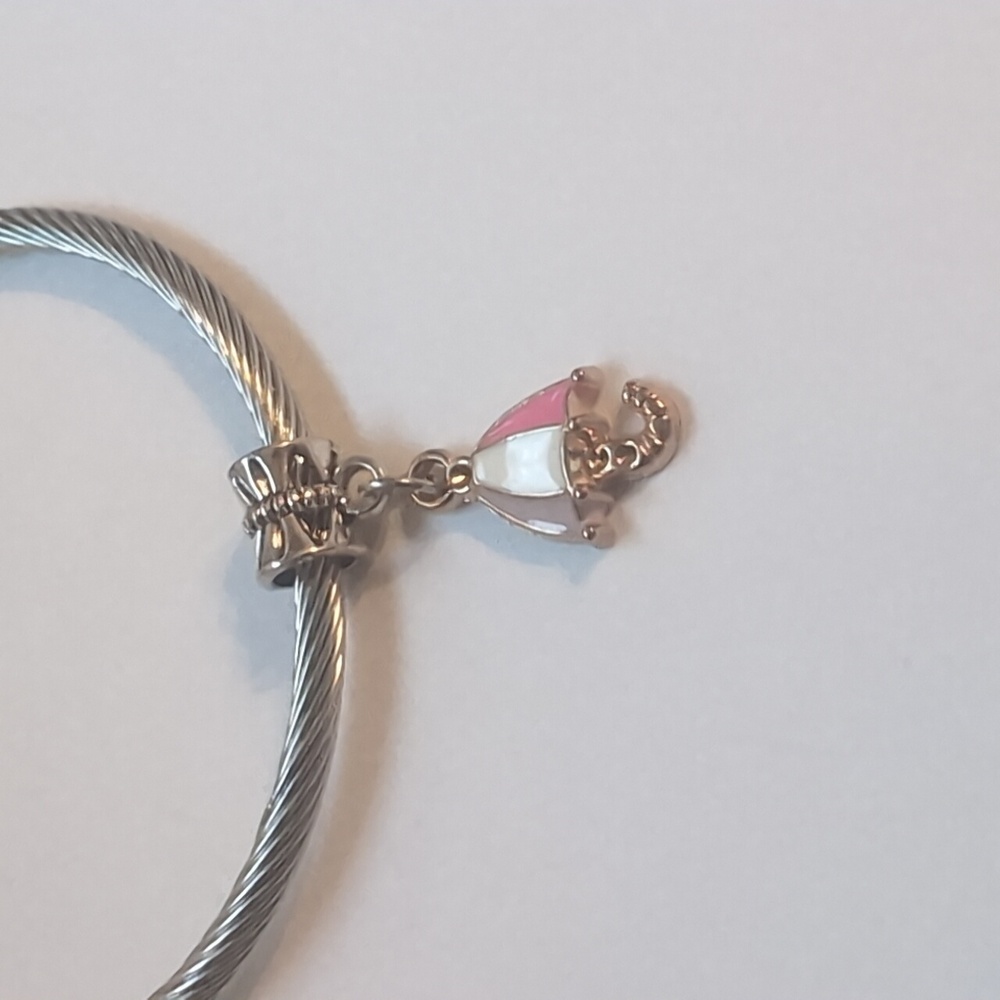 Pink Purple White Enamel Gold Umbrella Dangle Charm for Pandora Style Bracelet